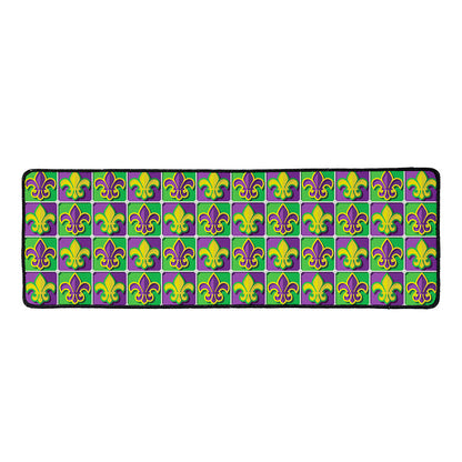 Mardi Gras Fleur De Lis Pattern Print Long Kitchen Mat