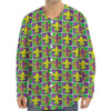 Mardi Gras Fleur De Lis Pattern Print Long Sleeve Baseball Jersey