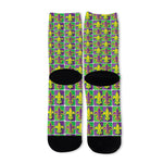 Mardi Gras Fleur De Lis Pattern Print Long Socks