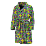 Mardi Gras Fleur De Lis Pattern Print Men's Bathrobe