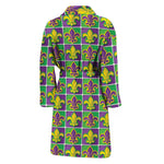 Mardi Gras Fleur De Lis Pattern Print Men's Bathrobe