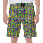 Mardi Gras Fleur De Lis Pattern Print Men's Beach Shorts