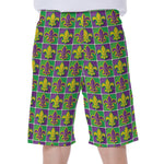Mardi Gras Fleur De Lis Pattern Print Men's Beach Shorts