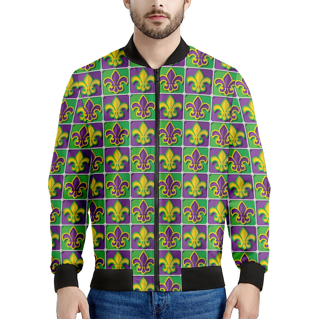 Mardi Gras Fleur De Lis Pattern Print Men's Bomber Jacket