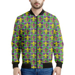 Mardi Gras Fleur De Lis Pattern Print Men's Bomber Jacket