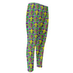 Mardi Gras Fleur De Lis Pattern Print Men's Compression Pants