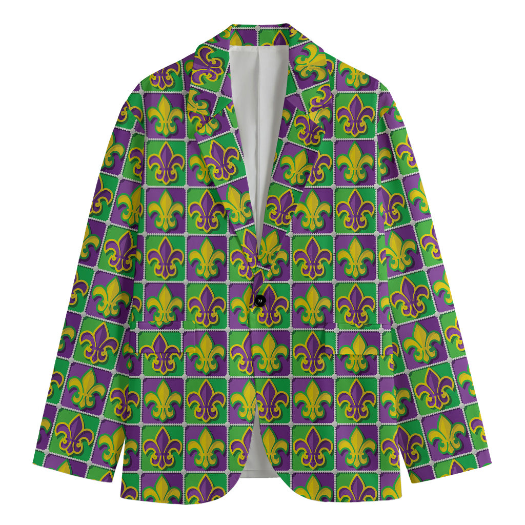 Mardi Gras Fleur De Lis Pattern Print Men's Cotton Blazer