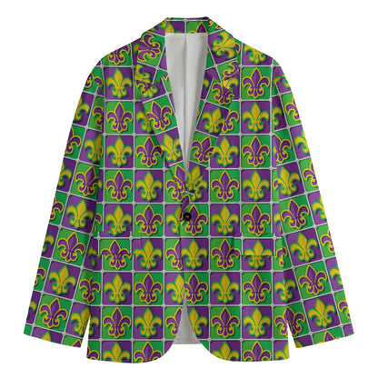 Mardi Gras Fleur De Lis Pattern Print Men's Cotton Blazer
