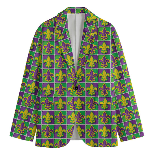 Mardi Gras Fleur De Lis Pattern Print Men's Cotton Blazer