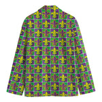 Mardi Gras Fleur De Lis Pattern Print Men's Cotton Blazer