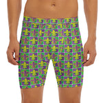 Mardi Gras Fleur De Lis Pattern Print Men's Long Boxer Briefs