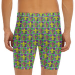 Mardi Gras Fleur De Lis Pattern Print Men's Long Boxer Briefs