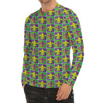 Mardi Gras Fleur De Lis Pattern Print Men's Long Sleeve Rash Guard