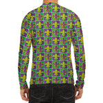 Mardi Gras Fleur De Lis Pattern Print Men's Long Sleeve Rash Guard