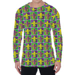 Mardi Gras Fleur De Lis Pattern Print Men's Long Sleeve T-Shirt
