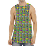 Mardi Gras Fleur De Lis Pattern Print Men's Muscle Tank Top