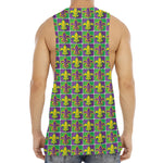 Mardi Gras Fleur De Lis Pattern Print Men's Muscle Tank Top
