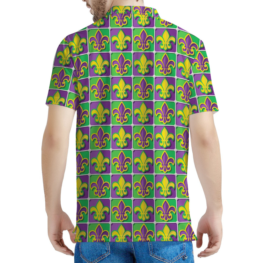 Mardi Gras Fleur De Lis Pattern Print Men's Polo Shirt