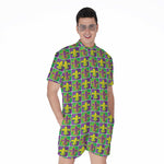 Mardi Gras Fleur De Lis Pattern Print Men's Rompers