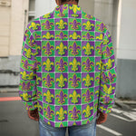 Mardi Gras Fleur De Lis Pattern Print Men's Shirt Jacket