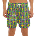Mardi Gras Fleur De Lis Pattern Print Men's Split Running Shorts