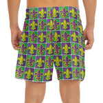 Mardi Gras Fleur De Lis Pattern Print Men's Split Running Shorts