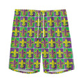 Mardi Gras Fleur De Lis Pattern Print Men's Athletic Shorts