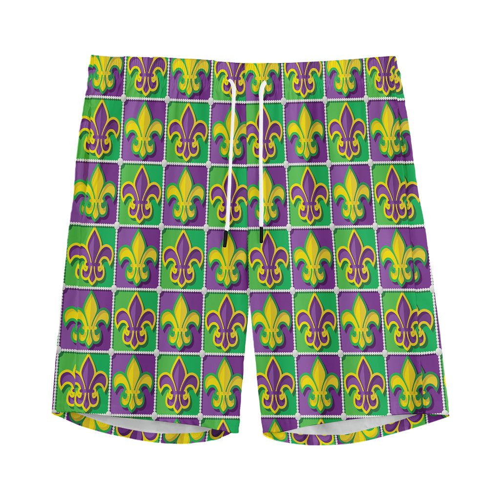 Mardi Gras Fleur De Lis Pattern Print Men's Sports Shorts