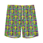 Mardi Gras Fleur De Lis Pattern Print Men's Sports Shorts