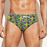 Mardi Gras Fleur De Lis Pattern Print Men's Swim Briefs