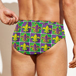 Mardi Gras Fleur De Lis Pattern Print Men's Swim Briefs