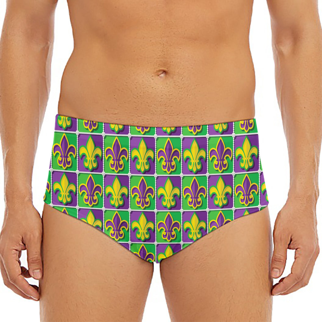 Mardi Gras Fleur De Lis Pattern Print Men's Triangle Swim Briefs