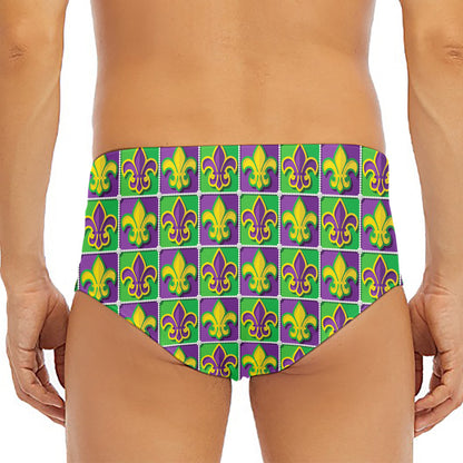 Mardi Gras Fleur De Lis Pattern Print Men's Triangle Swim Briefs