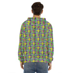 Mardi Gras Fleur De Lis Pattern Print Men's Velvet Pullover Hoodie