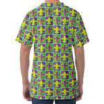 Mardi Gras Fleur De Lis Pattern Print Men's Velvet T-Shirt