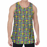 Mardi Gras Fleur De Lis Pattern Print Men's Velvet Tank Top