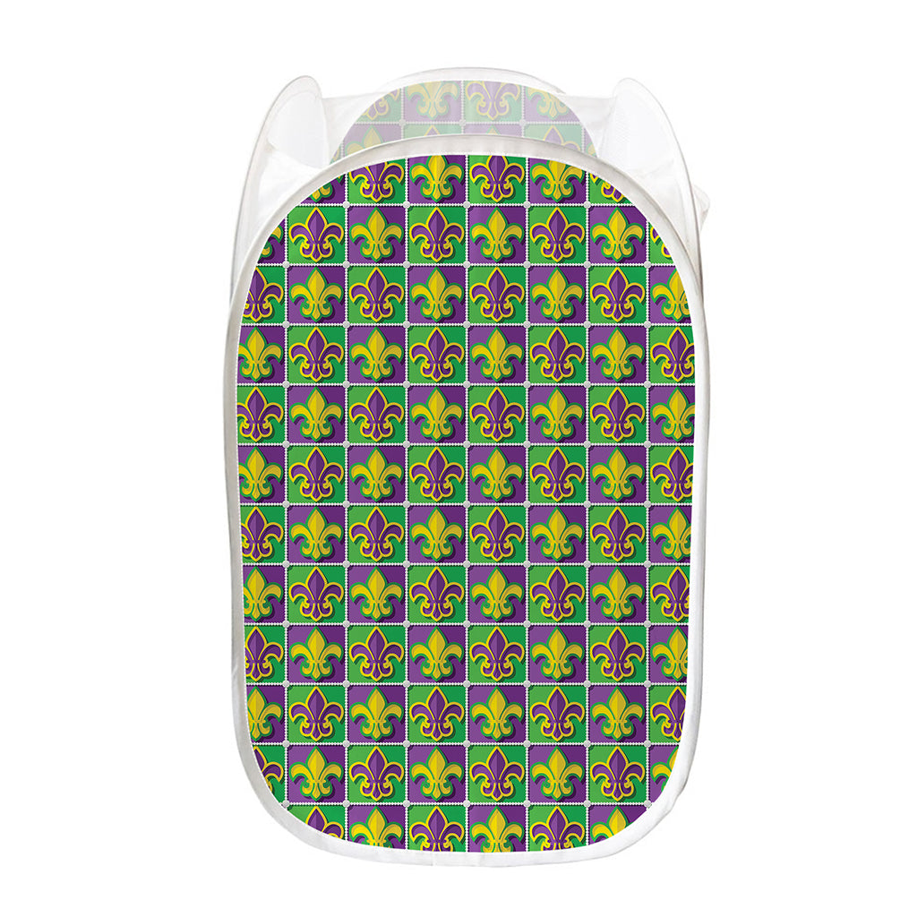 Mardi Gras Fleur De Lis Pattern Print Mesh Laundry Hamper
