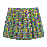 Mardi Gras Fleur De Lis Pattern Print Mesh Shorts