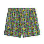 Mardi Gras Fleur De Lis Pattern Print Mesh Shorts