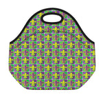 Mardi Gras Fleur De Lis Pattern Print Neoprene Lunch Bag