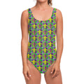 Mardi Gras Fleur De Lis Pattern Print One Piece Swimsuit