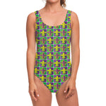 Mardi Gras Fleur De Lis Pattern Print One Piece Swimsuit