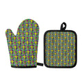 Mardi Gras Fleur De Lis Pattern Print Oven Mitt And Pot Holder Set