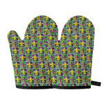 Mardi Gras Fleur De Lis Pattern Print Oven Mitts
