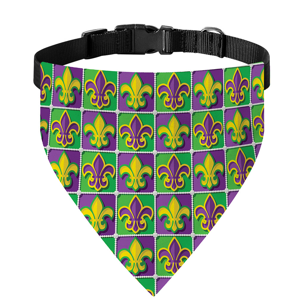 Mardi Gras Fleur De Lis Pattern Print Over The Collar Dog Bandana