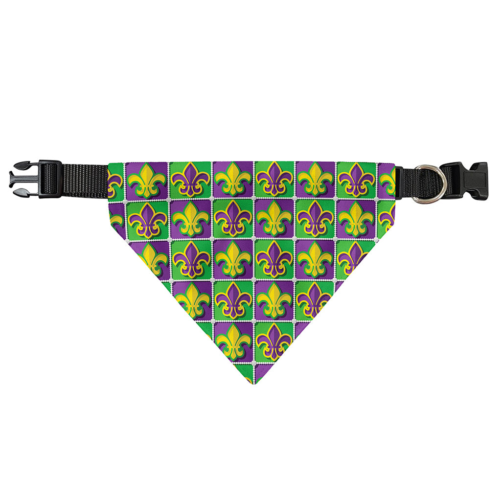 Mardi Gras Fleur De Lis Pattern Print Over The Collar Dog Bandana
