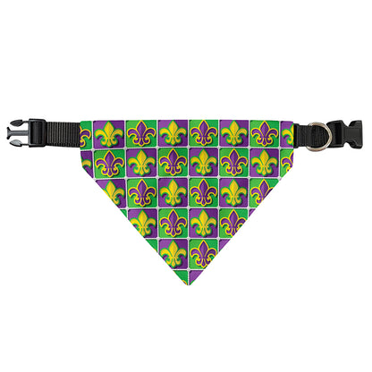 Mardi Gras Fleur De Lis Pattern Print Over The Collar Dog Bandana