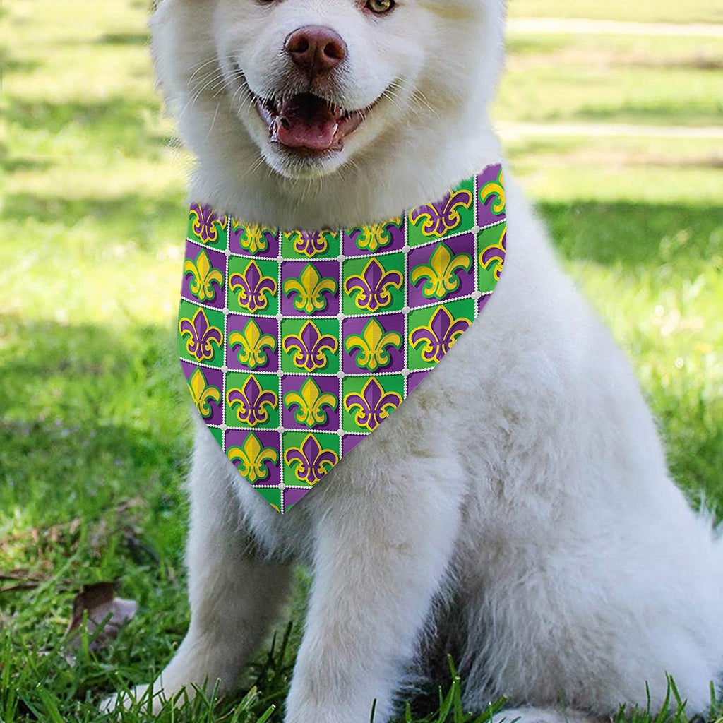 Mardi Gras Fleur De Lis Pattern Print Over The Collar Dog Bandana