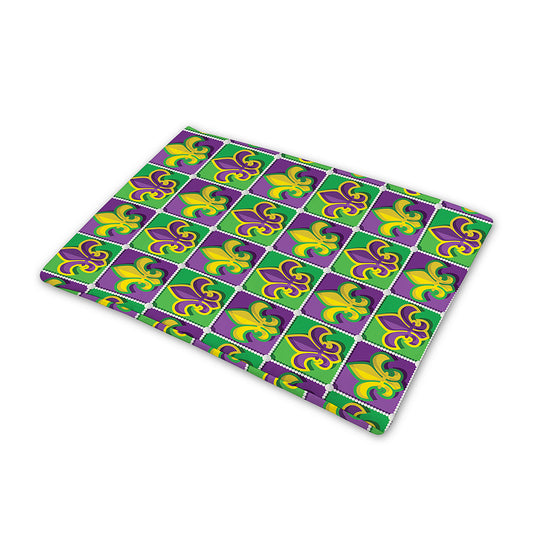 Mardi Gras Fleur De Lis Pattern Print Pet Cooling Mat Cover