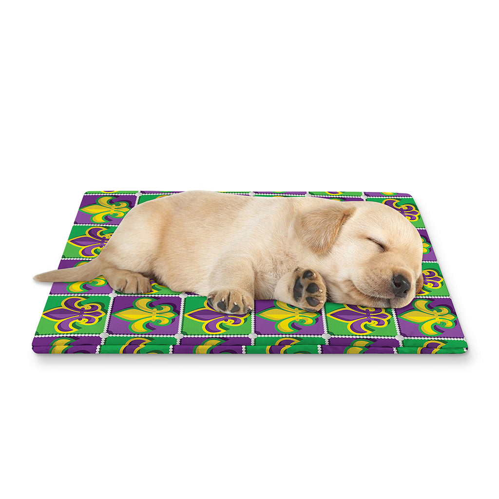 Mardi Gras Fleur De Lis Pattern Print Pet Cooling Mat Cover